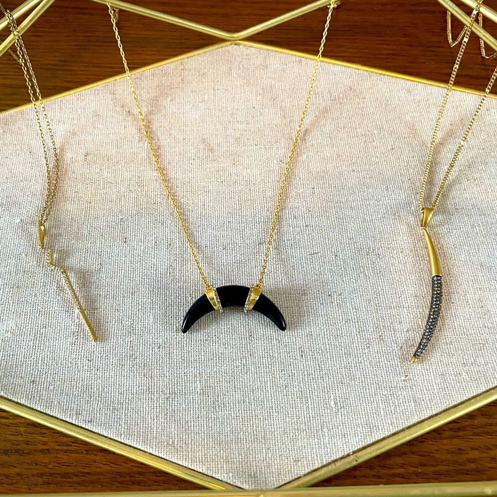 Three Stella & Dot gold sparkly necklaces- gently used good condition. Lightning